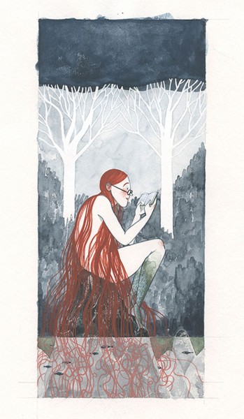 Maite Gurrutxaga ilustratzailea lamia irakurtzen liburuen egunerako ilustrazioa