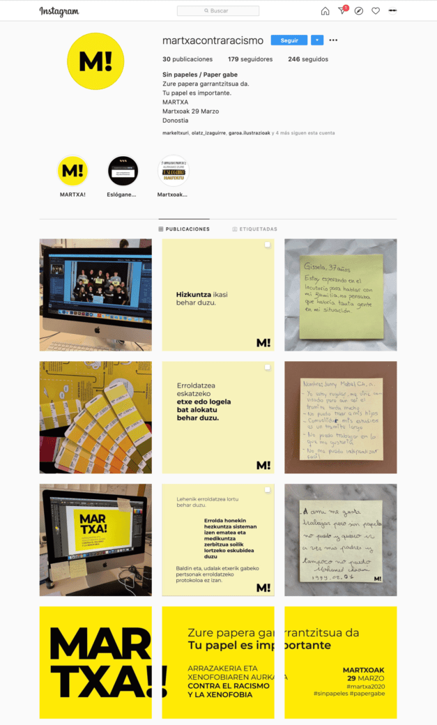 Imágenes en Instagram en la cuenta de la martxa