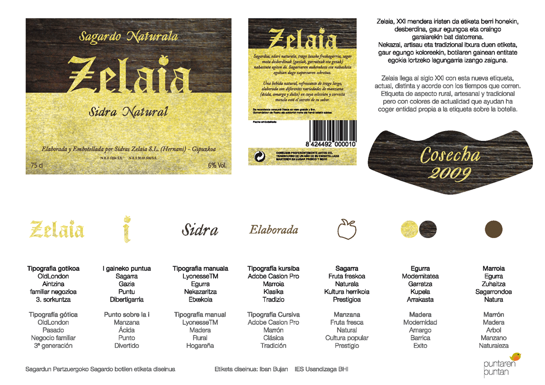 Etiqueta de Sidra Zelaia, propuesta de Diseño