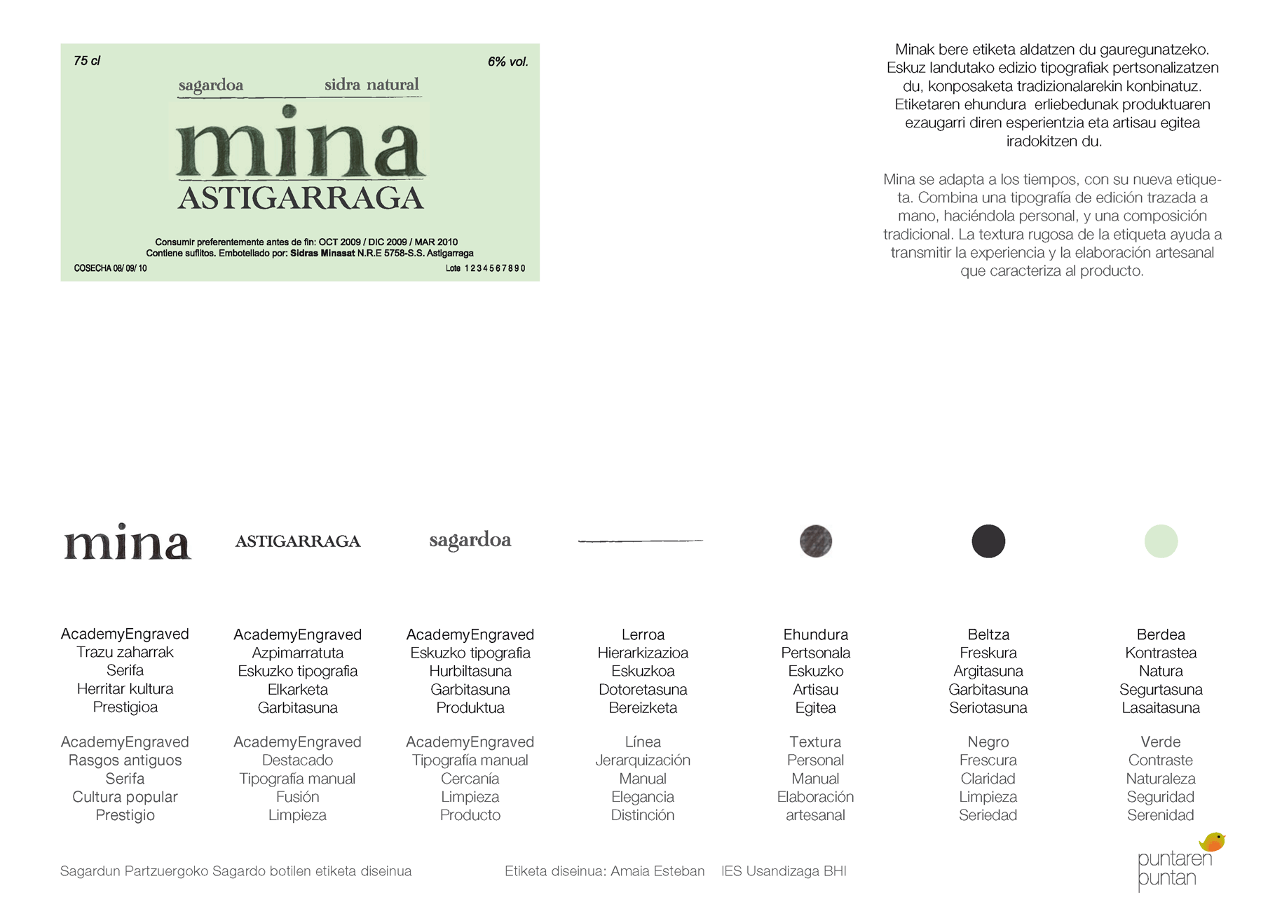 Etiqueta de Sidra Mina, propuesta de Diseño
