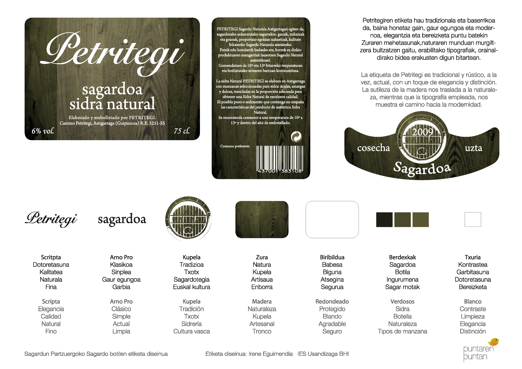 Etiqueta de Sidra Petritegi, propuesta de Diseño