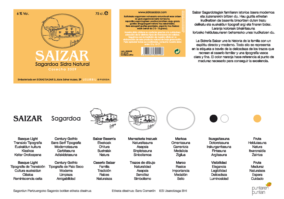 Etiqueta de Sidra Saizar, propuesta de Diseño